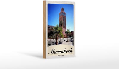 Holzschild Reise 12x18 cm Marrakesch Marokko Kultur