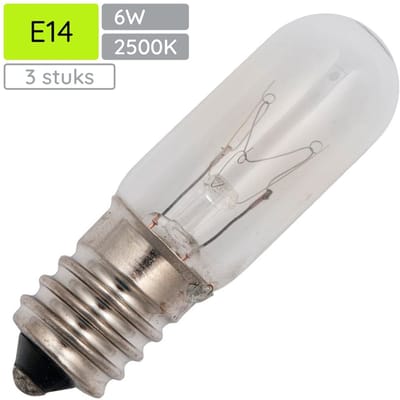 Signaallamp E14 55V 6W - 100 mAh - 3 stuks - T16 Gloeilamp Ø16mm - 54mm - 2500K - Dimbaar