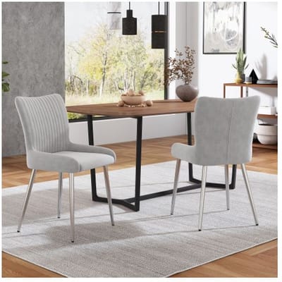 Chaise de salle à manger - MUVOE - Velours - Lot de 2 - Pieds en métal - Confortable et élégant grijs