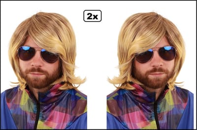 2x Luxe Pruik Anton aus Tirol blond - Oktoberfest apres ski oostenrijk tirol zwitserland ski leraar bier feest biertje