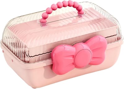 Accessoires Opbergdoos - Haarspullen Organizer - Netjes Opbergen - Drie Lagen Indeling - 27 x 14.5 x 15 cm - roze