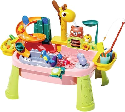 Waterspeeltafel - Kinderspeelgoed - Buiten spelen - Giraffenkraan met water - 45 x 15 x 335 cm - Roze