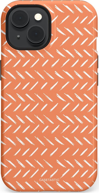 Casetastic hoesje geschikt voor Apple iPhone 15 - MagSafe - Dubbellaagse bescherming - Oranje Witte Nederland Cross Patroon - Fashion Case - Terracotta Zand