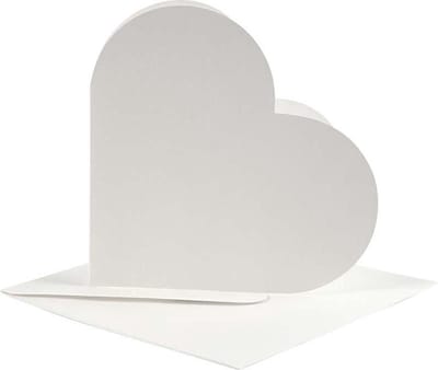 Hartvormige Kaarten, afmeting kaart 12,5x12,5 cm, afmeting envelop 13,5x13,5 cm, off-white, 10 set
