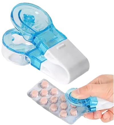 Pillenuitdrukker - Pillen uitdrukker - Pillen verwijderaar - Pill puncher - Voor drukstrips – Tabletuitdrukker - Pillen uitdrukker - Blauw met wit - LOUZIR