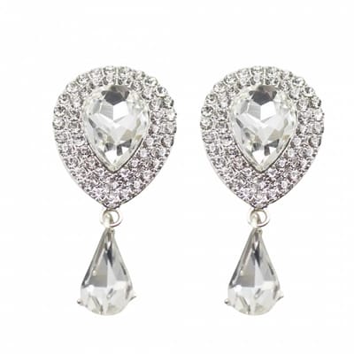 Clip oorbellen- strass -zilverkleur -hanger- geen gaatje- Charme Bijoux