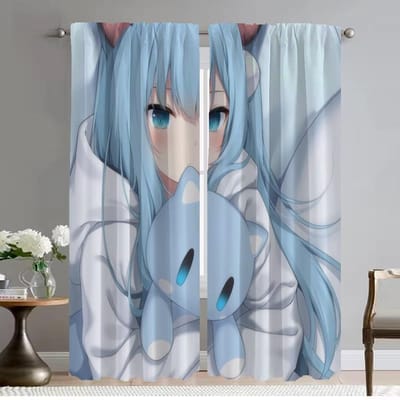 Raamgordijn voor Kamer 2 Panelen Nekoha Shizuku Shades Anti-muggen Gordijnen Halloween Decoratie Huis Interieur Gordijnen Woonkamer W50xH70cmx2pcs-CL gray