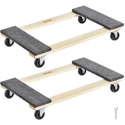 VEVOR Verhuiswagen, 4 wielen, draagbare verhuiswielen, robuuste, in elkaar grijpende, kleine, platte verhuiswagens voor zware meubels, 2-pack, 40 x 28 cm, draagvermogen 227 kg, zwart