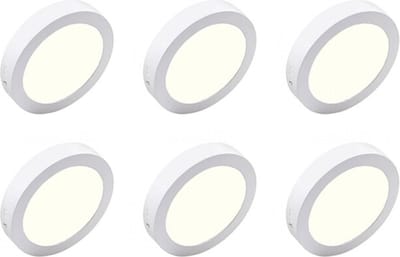 LED Downlight Opbouwspot 6 Stuks - Kingtron Thin - 18W 1760lm 120° Bundelhoek - Natuurlijk Wit 4000K - IP40 - Rond - Wit - Ø231mm