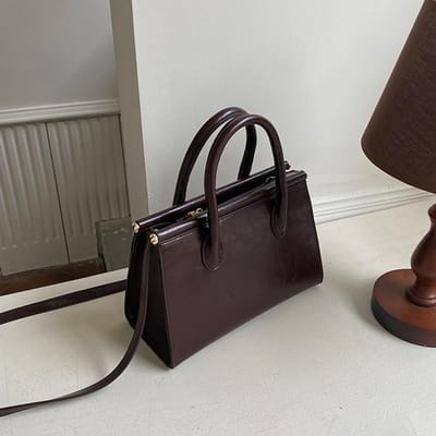 Koreaanse Niche Herfst en Winter Nieuwe Retro Olieachtig Leer One-shoulder Handtas voor Dames Trendy Casual en Veelzijdig Zilveren Tas