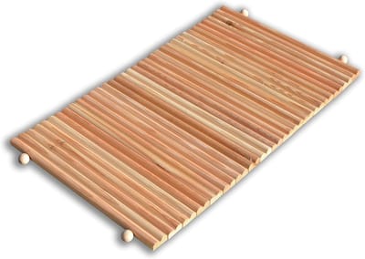 Badkamertapijt van Natuurlijk Larikshout - 45 x 75 cm, Halfrond Profiel, Duurzaam en Flexibel