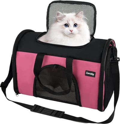 Huisdier Transporttas - Draagbare Kooi - Veilig Reizen - Ademend Mesh - 42 x 25 x 29 cm - Roze