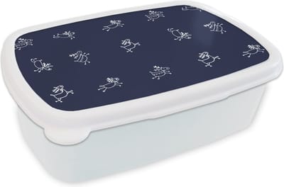 Broodtrommel Wit - Lunchbox - Brooddoos - Hert - Patroon - Illustratie - 18x12x6 cm - Volwassenen