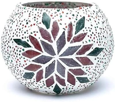 Theelichthouder blad mozaïek - Kandelaar glas - Sfeer creëren - Handgemaakt Uniek - 75 cm - Gekleurd