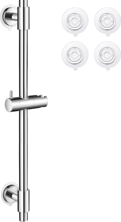 Famanu - Douchestang zonder boren douchestang roestvrij staal met douchekophouder douchekop houder stang 78 cm wandstang douche gepolijst