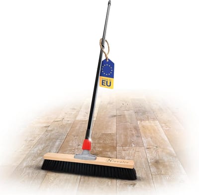 Novaliv halbezem 50 cm met telescopische steel borstelharen synthetische borstels bezem fijn met steel werkplaatsbezem halbezem industriële bezem huisbezem veegbezem kamerbezem haarbezem terrasbezem zacht