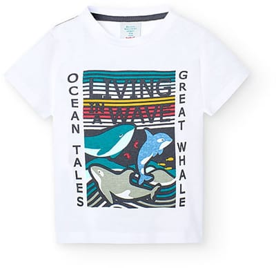 Boboli 318068 T-shirt Met Korte Mouwen Wit 6 Months Jongens,Meisjes