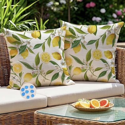 SnelShoppen - Outdoor Kussen 40 x 40 cm Citroengeel Waterdicht Modern Tuinkussen Set van 2 voor Balkon, Tuin en Sofa