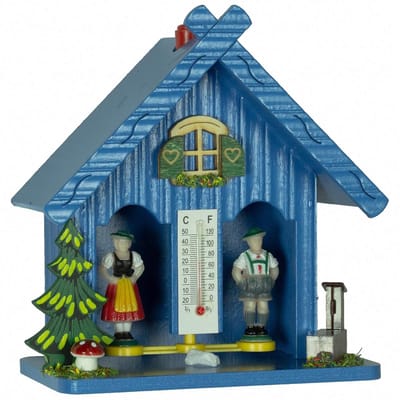 Weerhuisje - Weerstation Hout - Weersvoorspelling Thuis - Gemaakt in Duitsland - 13 x 145 x 7 cm - Blauw