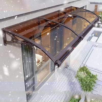 Deurluifel Polycarbonaat - Buitenluifel Terras - Bescherming tegen weer - Lekvrij gebogen ontwerp - 80x120cm - Bruin