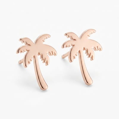 Lundholm Palm Oorknopjes Dames Rosegoudkleurig – Premium Stainless Steel Rose Gold PVD Plated – Palmboom Oorbellen – Tropische Oorstekers – Zomer Sieraden Dames – Waterproof & Hypoallergeen – Scandinavisch Design
