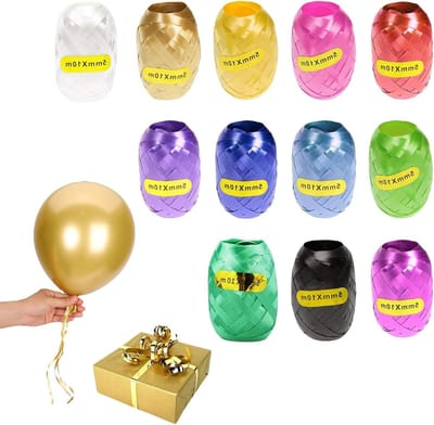 Set van 12 Stuks Krullint voor Cadeaus en Decoraties - 5 mm x 10 m Rol voor Ballonnen, Bruiloften en Verjaardagen