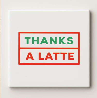 Thanks A Latte Grappige Tegel – 15x15cm Cadeau voor Koffieliefhebbers, Bedankt Wanddecoratie, Keuken of Kantoor Tegelkunst