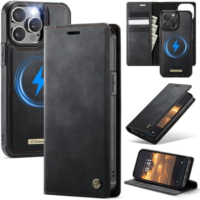 Caseme - Telefoon hoesje geschikt voor Apple iPhone 15 Pro - Geschikt voor Magsafe - Bookcase - Rood