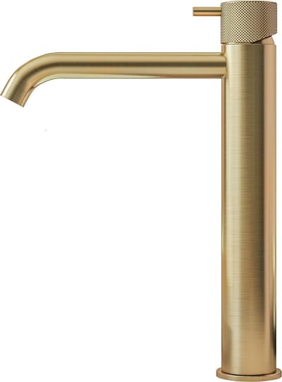 Hotbath Cobber X - Wastafelmengkraan - zonder Waste - Hoog - Geborsteld Messing PVD - Opbouw - Messing