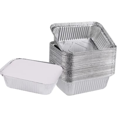 Boîte en aluminium jetable avec couvercle pour barbecue extérieur, four de cuisson, bol en aluminium