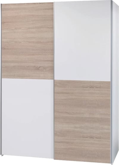 Interiax Kledingkast 'Emma' – Schuifdeurkast met 2 Hangers & 2 Legplanken | Sonoma Eik | 195x170x57.5 cm