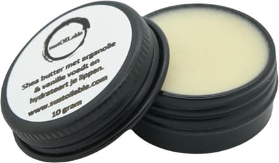 Lippenbalsem shea butter met arganolie en vanille in 15ml recyclebaar blikje - plasticvrij verpakt