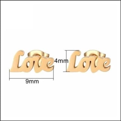 Aramat Jewels | Oorbellen | Love Oorbellen Staal - Vier de Liefde | Love 9x4mm | |3mm | Staal | Kinderen, Volwassenen | Verkleurd niet