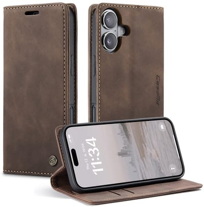 CaseMe Hoesje - Geschikt voor iPhone 16 Hoesje - CaseMe 013 Book Case - Donkerbruin