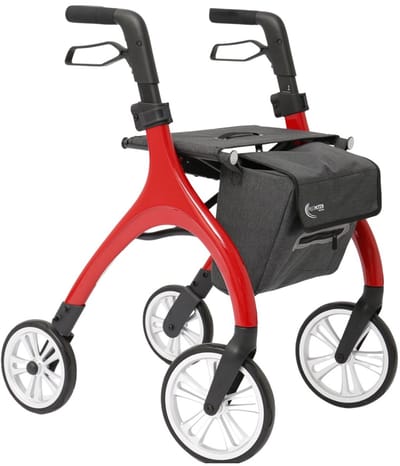 MultiMotion - Curve rollator - Extra zachte softwielen - Smal & wendbaar - Geen remkabels - Uniek design - Rood