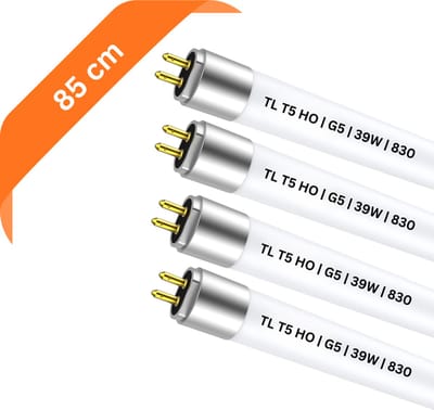 4x T5 TL buizen 85 cm – 830 Warm Wit 3000K – 39W – G5 fitting – 3081 lumen – Ø 1.6 cm