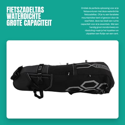 Dailygoods- Fietszadeltas Waterdicht - Grote Capaciteit 12L - Geschikt voor Racefietsen/Mountainbikes - Reflecterende Strip - Handig Ontwerp - Polyester Materiaal - Fietsbag