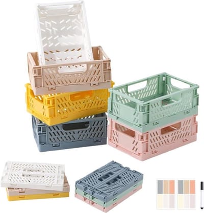 Klapkisten - Kunststof klapmand - 6 stuks - Opvouwbare opbergkist - Mini klapbox - Draagbare kisten - 15 x 97 x 6 cm