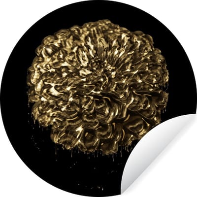 WallCircle® - Behangcirkel 50x50 cm - Muurstickers Bloemen - Bladeren - Goud - Muurcirkel woonkamer - Wandcirkel slaapkamer - Kamer decoratie zelfklevend - Muurdecoratie accessoires