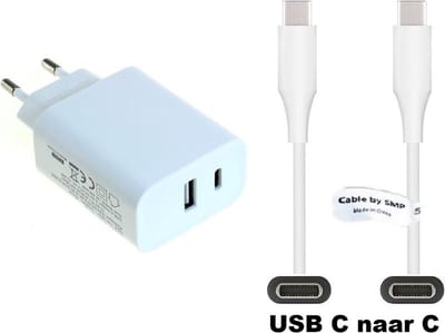 OneOne 20W snellader met 2 poorten + 0,2m Sterke USB C naar C kabel. PD lader. Oplader oplader past op Google Pixel 7, 7 Pro, 8, 8a, 8 Pro, 9, 9 Pro, 9 Pro XL, 9 Fold, 10, 10 Pro, 10 Pro XL, 10 Fold, C, XL