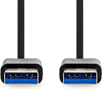 Nedis USB-Kabel - USB 3.2 Gen 1 - USB-A Male - USB-A Male - 5 Gbps - Vernikkeld - 1.00 m - Rond - PVC - Zwart - Doos