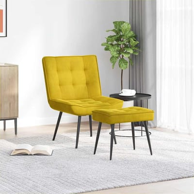 vidaXL - Relaxstoel - met - voetenbank - fluweel - geel