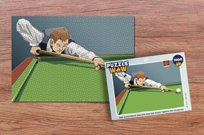 Puzzel Een illustratie van een man die stoot tijdens het biljarten - Legpuzzel - Puzzel 1000 stukjes volwassenen