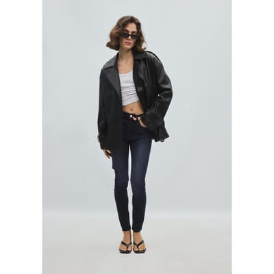 Stradivarius Getailleerde trenchcoat met leereffect  Zwart XS