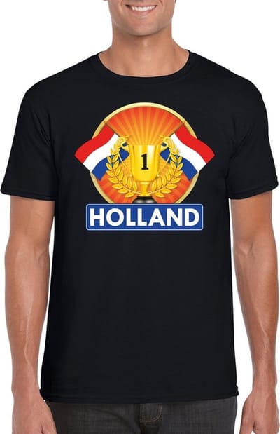 Zwart Nederland kampioen t-shirt heren - Holland supporters shirt S