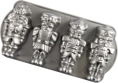 Notenkraker Bakvorm - Gegoten Aluminium - Muffin Tray - Kerst Bakblik voor Mini Cakes - Zilver Muffin tin