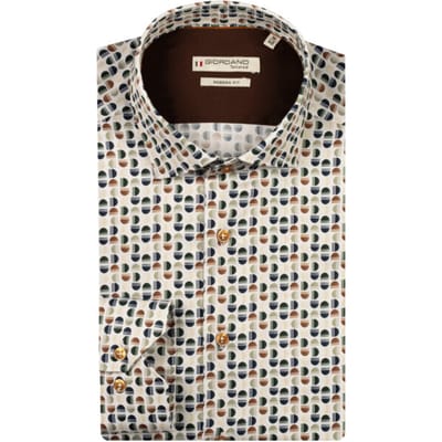 Giordano - Lange mouw overhemd - Heren - L - Groen - Katoen - 527821