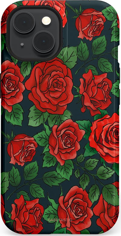 Casetastic Hoesje Geschikt voor Apple iPhone 15 Magsafe - Stijlvolle Beschermende Duo-layer Case - Rozen rood