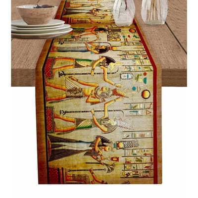 Vintage Egyptische Cultuur Linnen Tafelkleden Commode Sjaals Tafeldecoraties Boerderij Keuken Eettafel Kleed Feestdecoratie 150x33cm beige