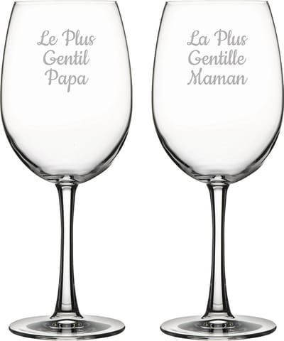Rode wijnglas gegraveerd - 58cl - Le Plus Gentil Papa & La Plus Gentille Maman